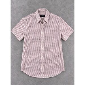 Barneys New York Button Down Shirt Mens Large White Geometric Print Casual